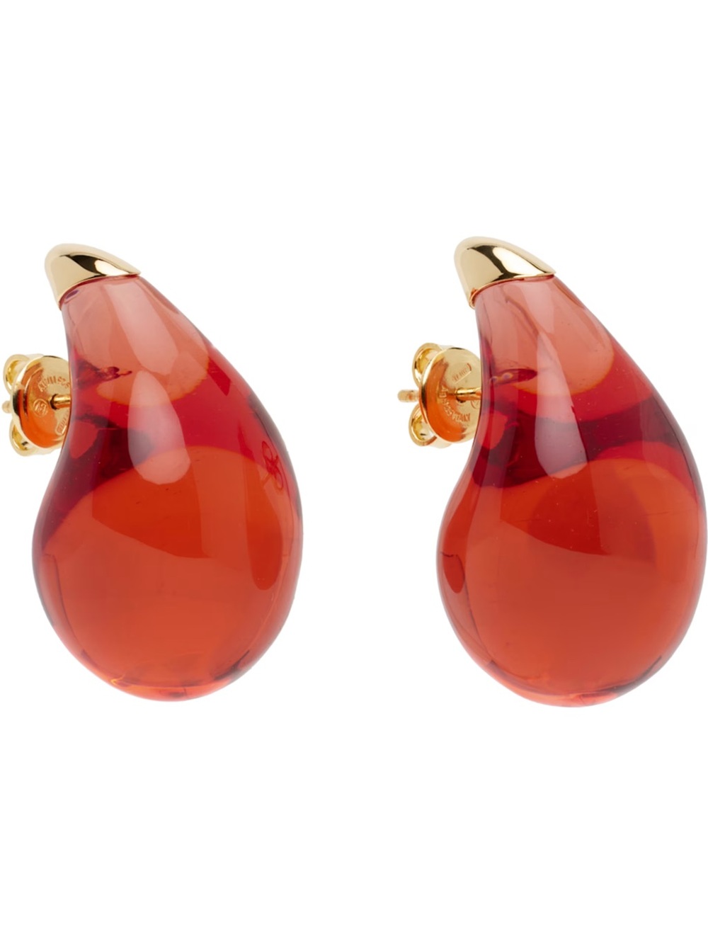 Bottega Veneta Hibiscus Red Small Drop Earrings 18K Gold Plated 925 Silver 🌺